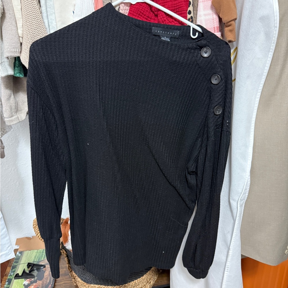 Black Button-Detail Sweater